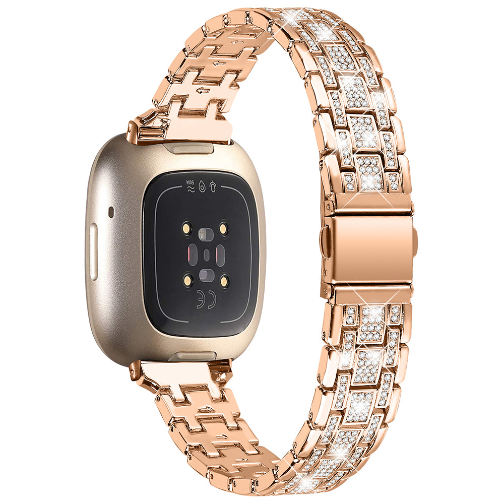For Fitbit Versa 4 Sense 2 Rhinestones Decor Metal Watch Band 5 Beads Dual Press Buckle Dressy Replacement Bracelet For Fitbit Versa 4 Sense 2 Rhinestones Decor Metal Watch Band 5 Beads Dual Press Buckle Dressy Replacement Bracelet